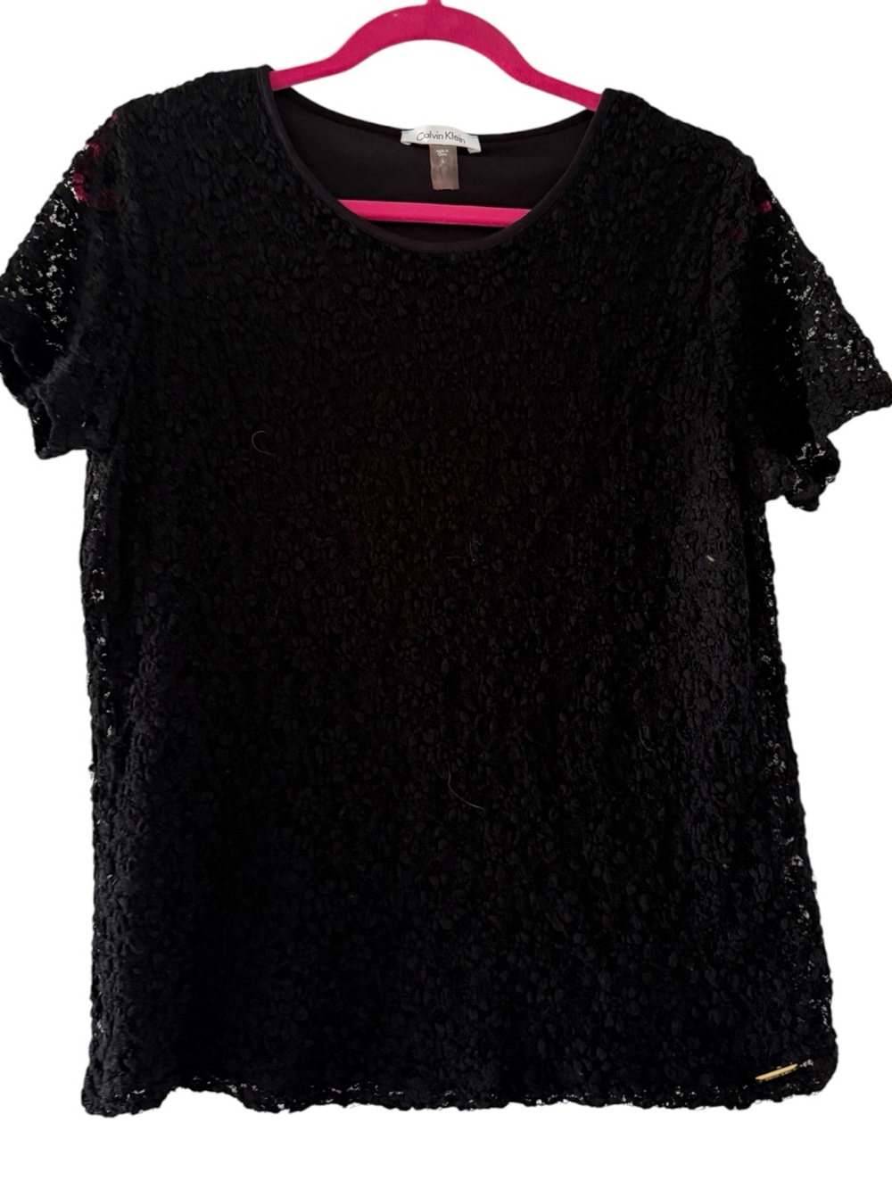 Calvin Klein Black Lace Short Sleeve Top